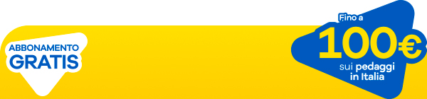 Abbonamento gratis + 100€ di cashback sui pedaggi