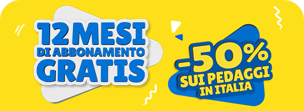 12 mesi gratis + 50% di cashback sui pedaggi
